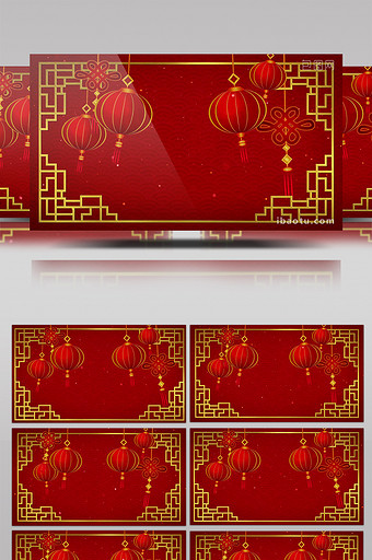 中国红色新年灯笼背景视频图片