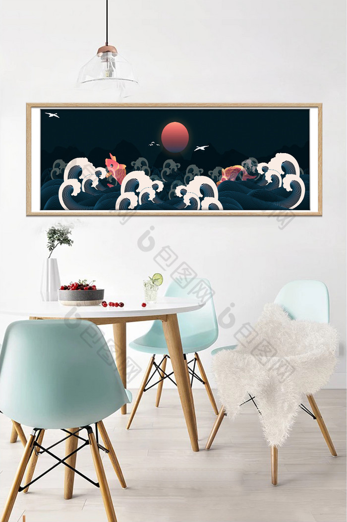 中式海洋锦鲤装饰画图片图片