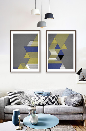 现代简约几何创意三角形抽象装饰画图片
