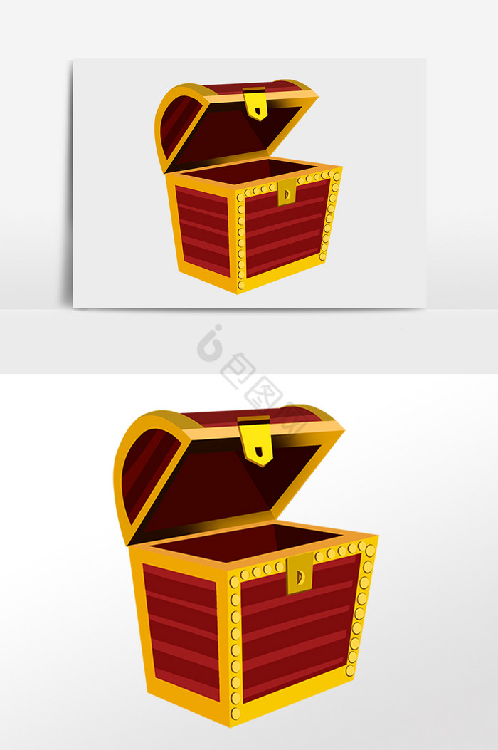金钱财富打开的宝箱插画