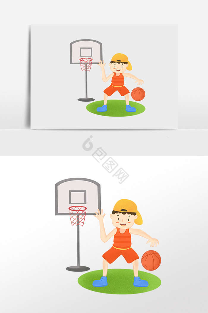 体育运动打篮球男孩插画图片