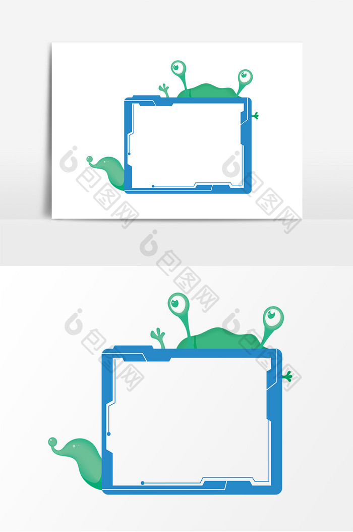 卡通航天日外星人边框元素