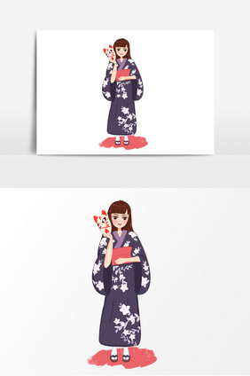 樱花节樱花服饰女性卡通元素
