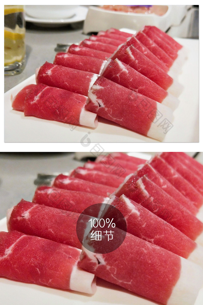 红色火锅羊肉卷美食摄影图片
