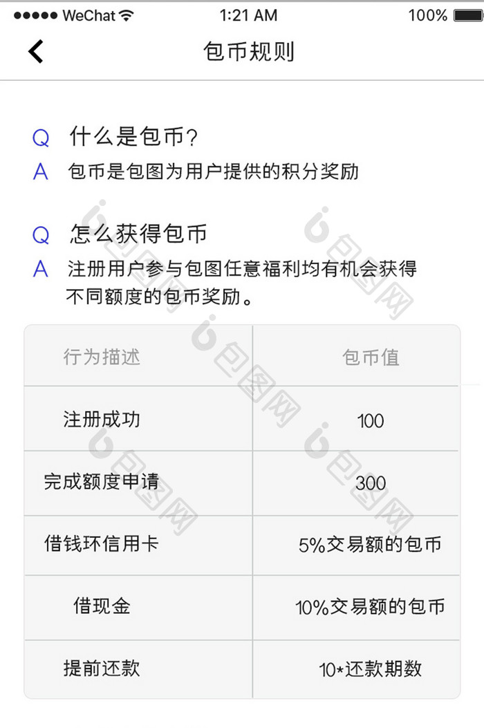 白色简约金融app产品规则介绍移动界面