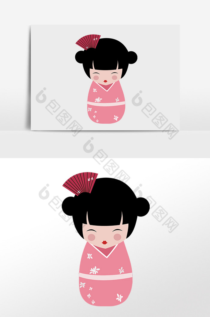 日本和服和服娃娃插画图片图片