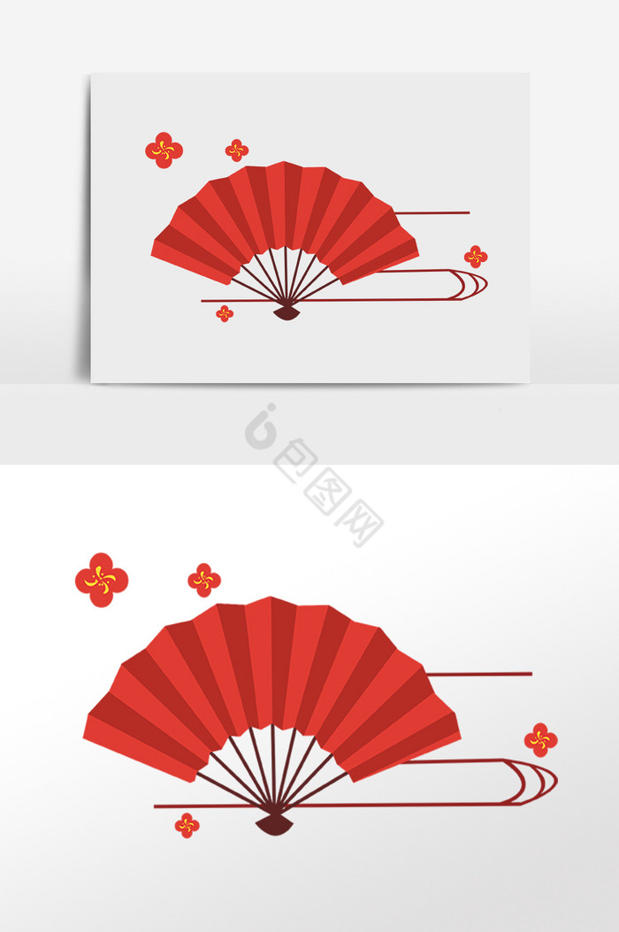 日本小物折扇插画图片