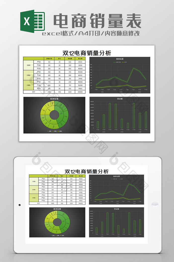 电商销量表excel模板