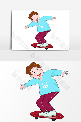 儿童节玩滑板的小男孩图片