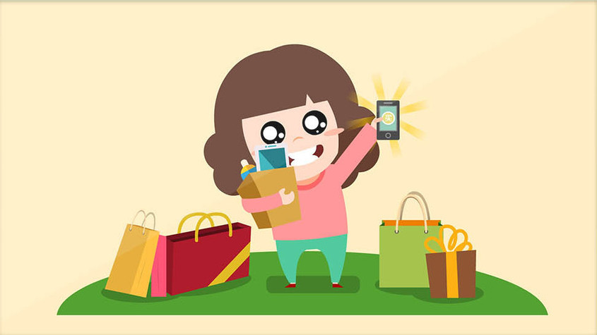 女子网购商品买买买插图动图gif动画