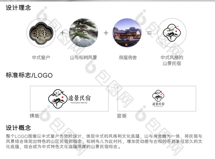 中式风格景旅游景区民宿旅社标志logo