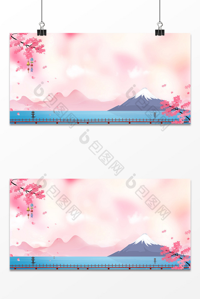 日本樱花季小清新富士山 背景下载 包图网