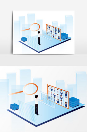手绘卡通企业招聘海报矢量元素