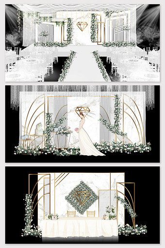 现代简约大理石纹理欧式婚礼效果图图片