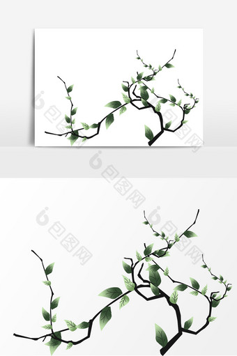 中国风水墨植物元素图片