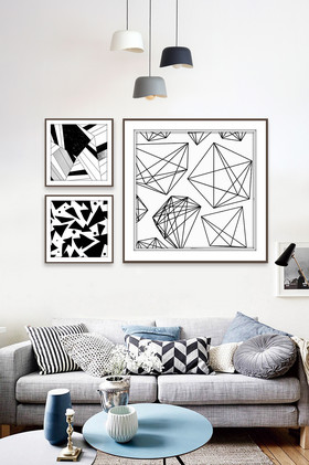 现代极简黑白几何艺术装饰画