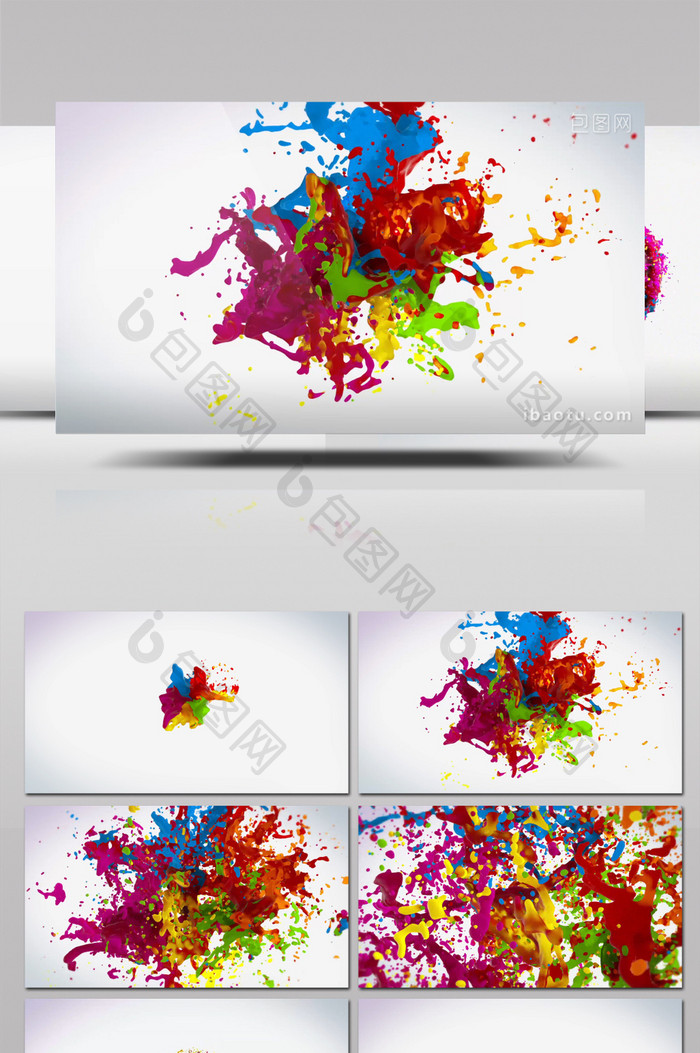 彩色液体飞溅汇聚logo动画特效AE模板