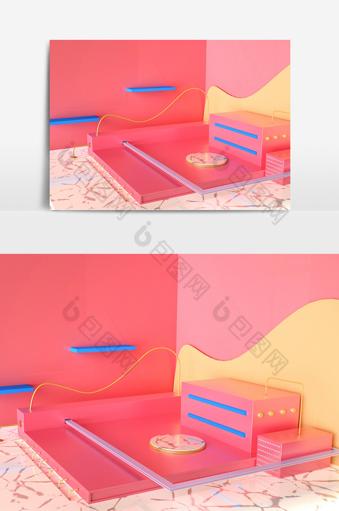 C4D粉色场景模型海报图片图片