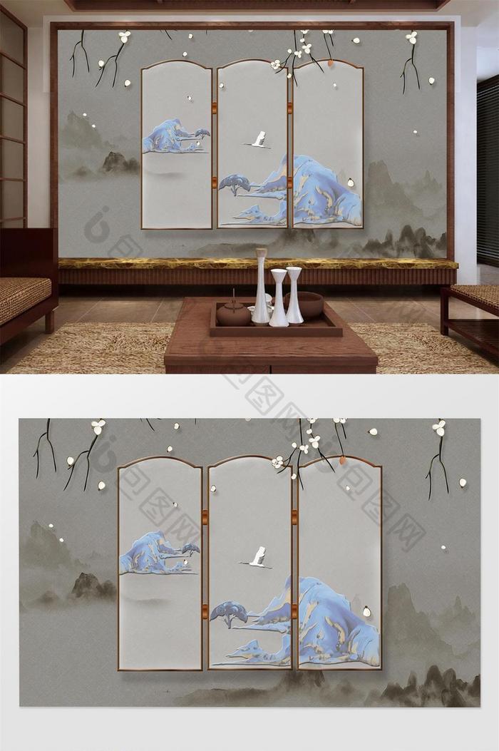 中式古典创意风景背景墙