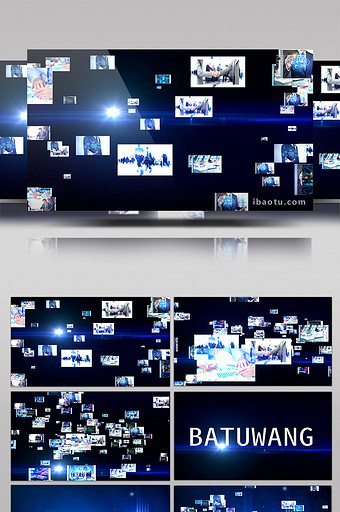 蓝色科技商务企业照片墙演绎汇聚LOGO图片