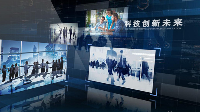 蓝色科技企业宣传片图文包装展示AE模板