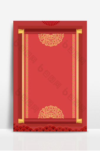 红色中国风国潮纹理质感卷轴背景图片