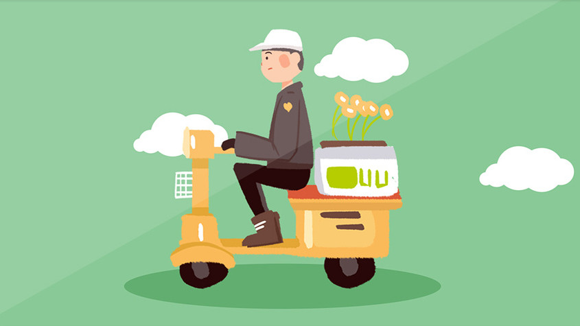 骑车送外卖的人插画gif元素