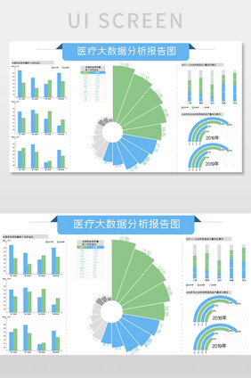 蓝绿色医疗信息数据可视化界面