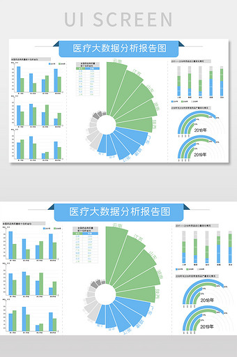 蓝绿色医疗信息数据可视化界面图片
