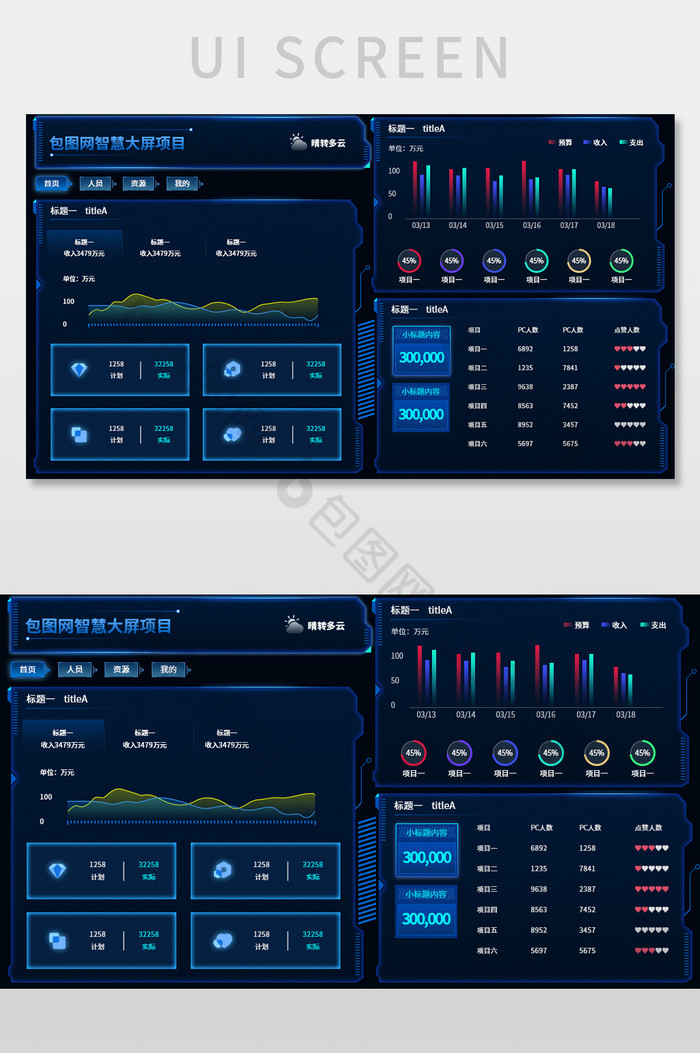 深色后台大气数据大屏图片图片