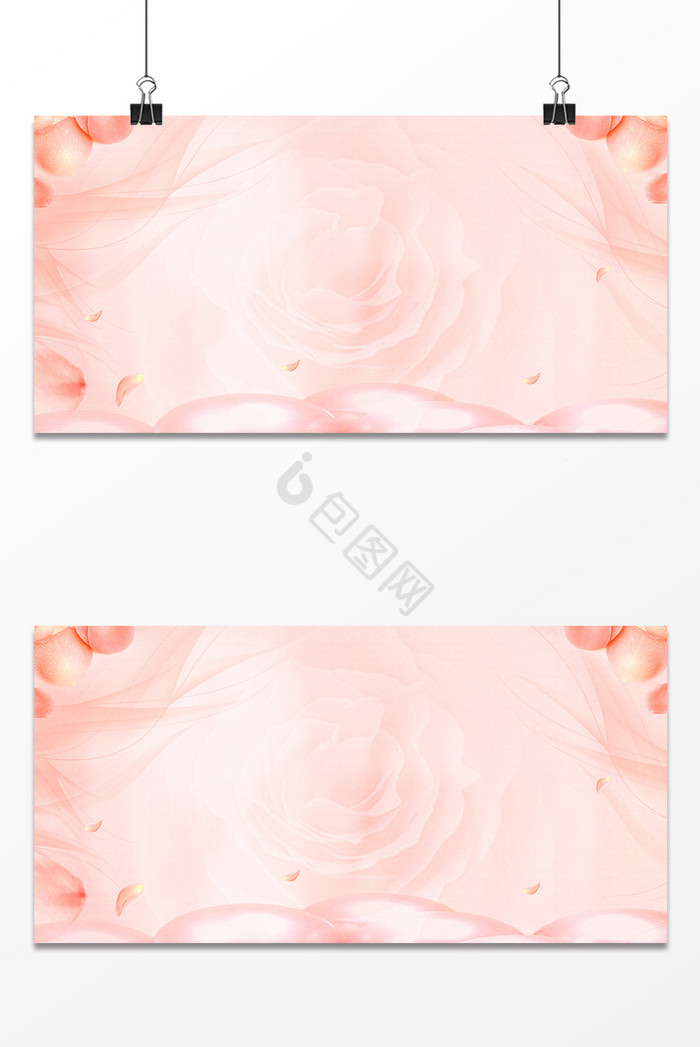 珊瑚橘玫瑰花化妆品美容广告图图片