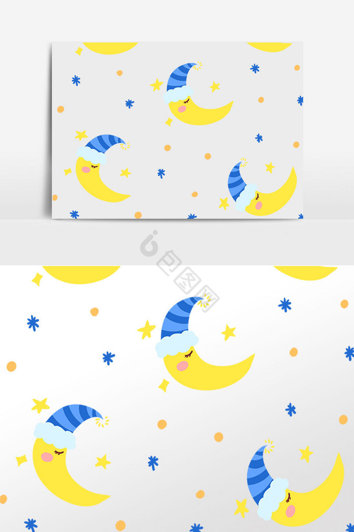 月亮睡眠底纹插画图片