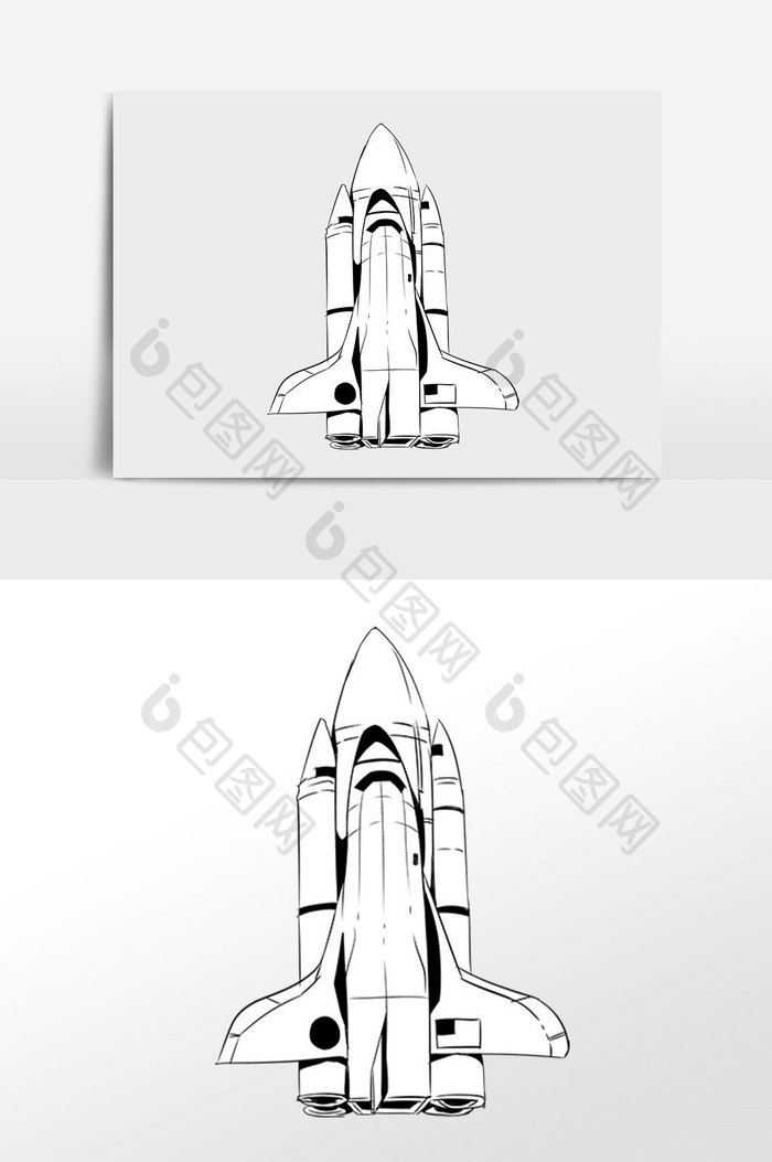 手绘天空太空航天飞机插画