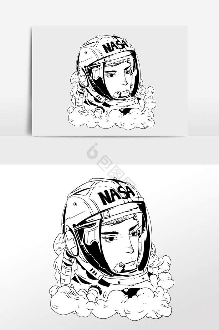 太空飞行宇航员插画图片