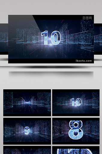 宽屏粒子城市倒计时带C4D和AE工程图片