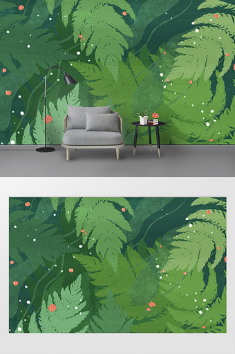 现代简约绿植绿叶树叶叶子背景墙图片