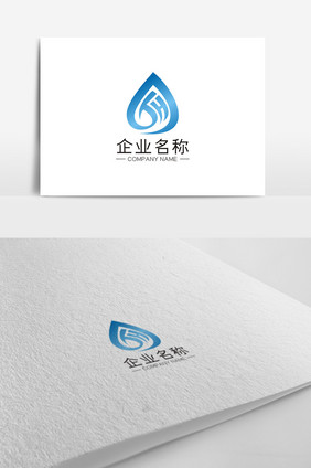 简约大气蓝色水滴LOGO