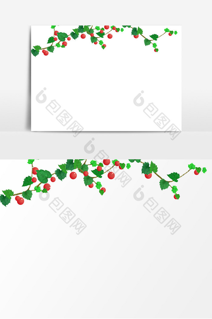 樱桃树藤蔓果子水果元素