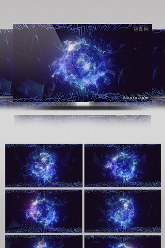 蓝色科技感能量球背景视频图片