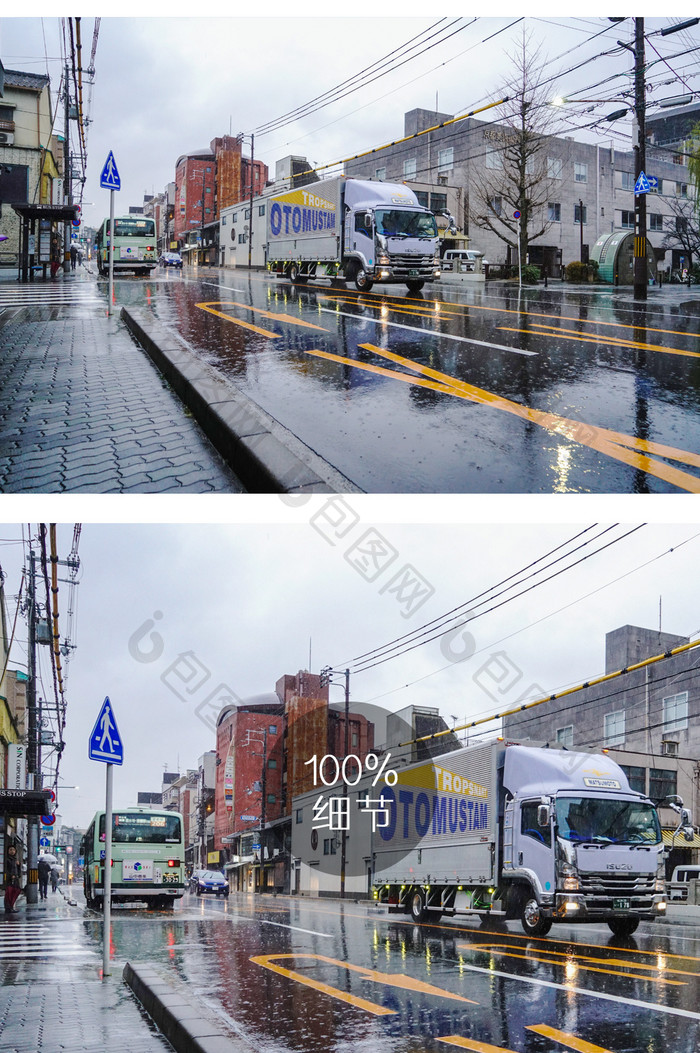 京都雨中街景摄影图片