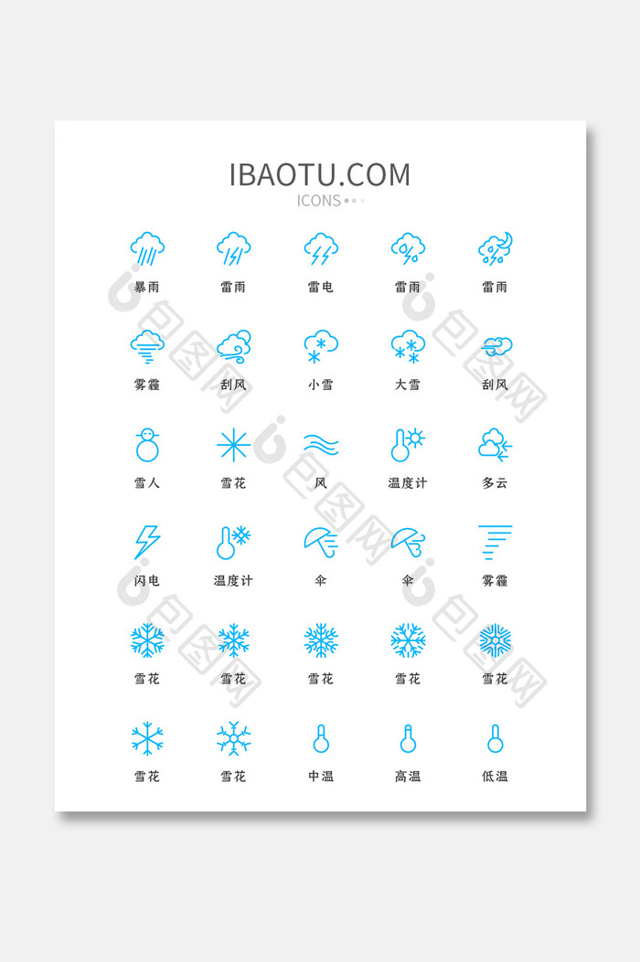 淡蓝色线性天气类矢量icon图标