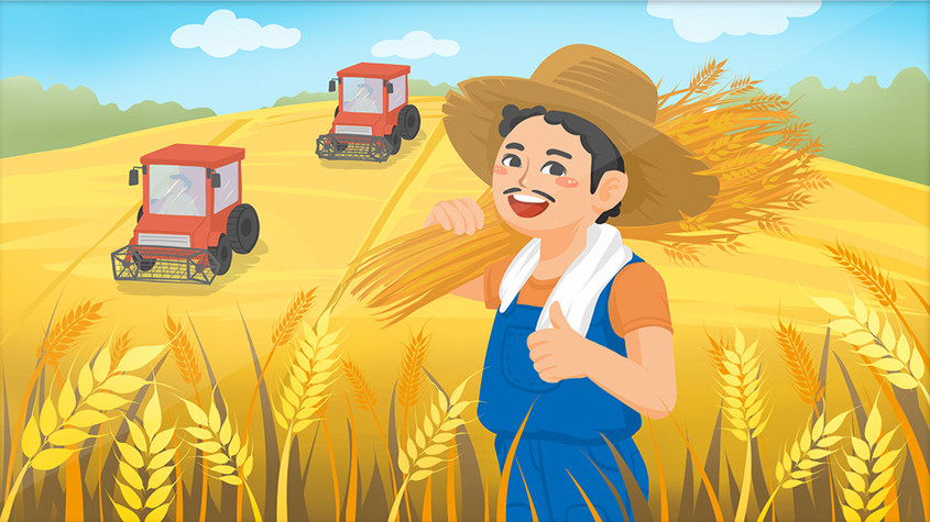 唯美清新五一劳动节农民田间劳动gif动图