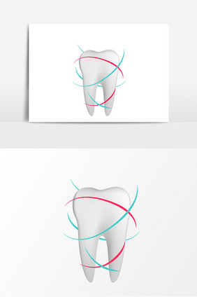 手绘保护牙齿元素