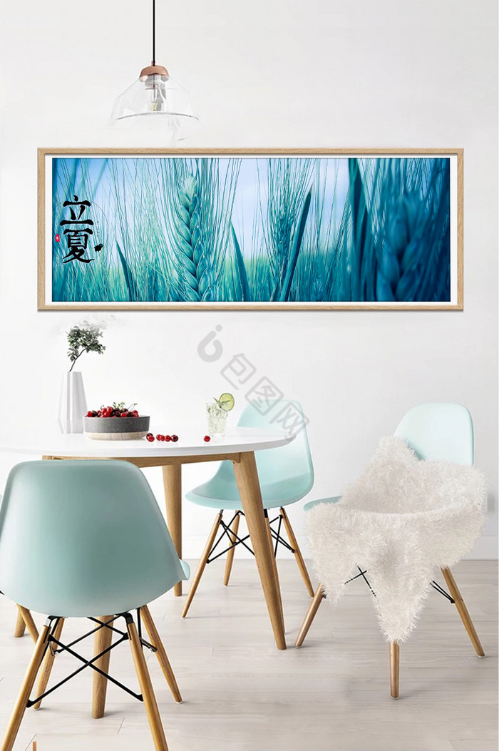 清新立夏植物麦子风景植物装饰画图片