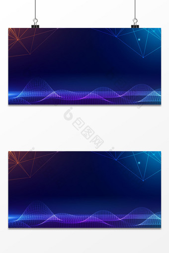 蓝色商务科技曲线背景图片