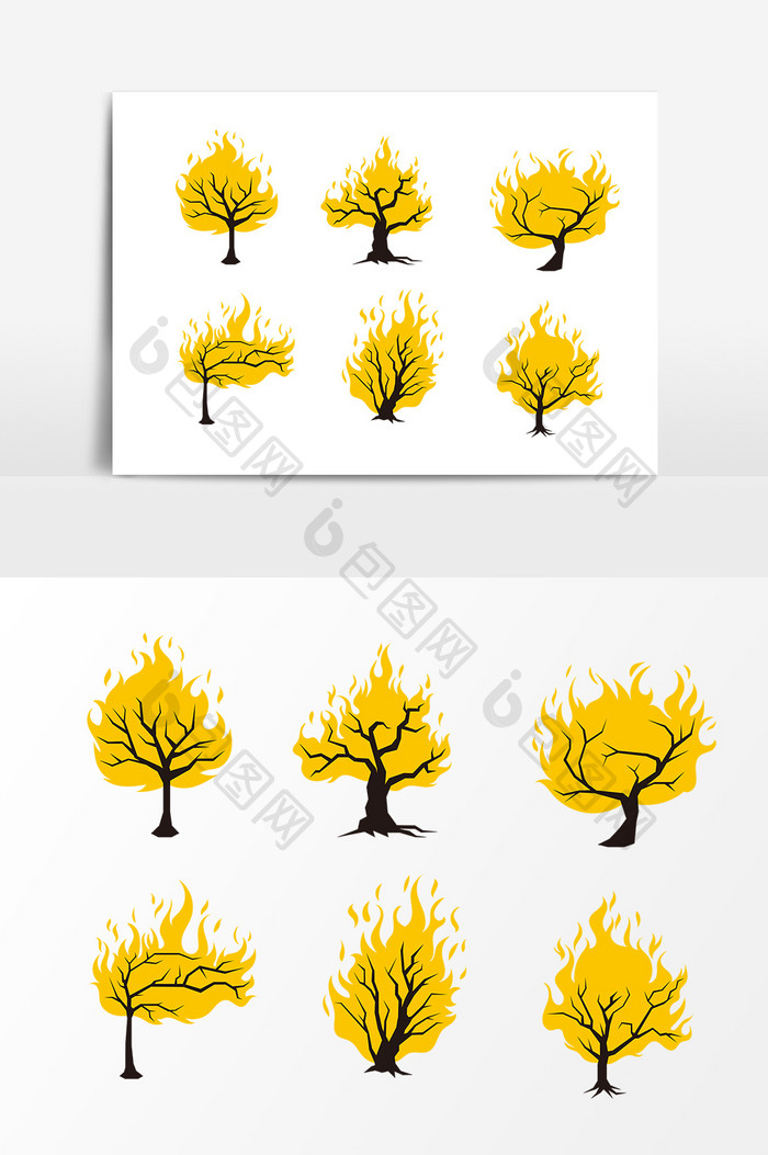 黄色秋季树木设计素材