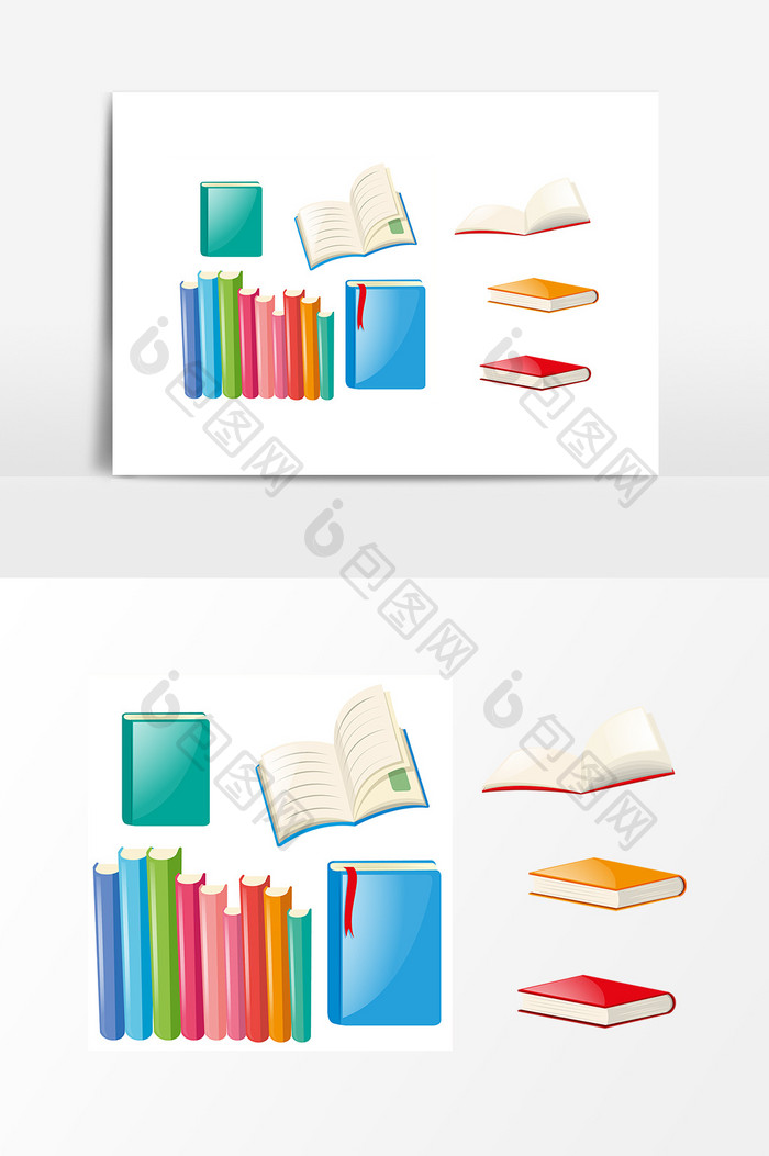 手绘书本图书馆元素设计