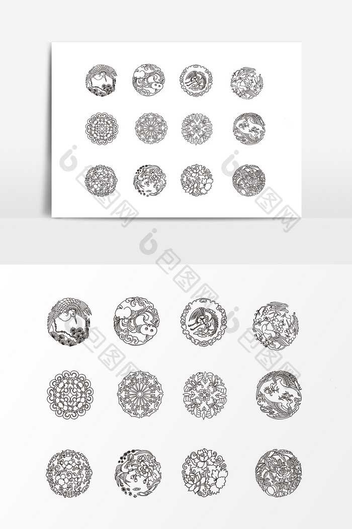 圆形民族花纹装饰素材