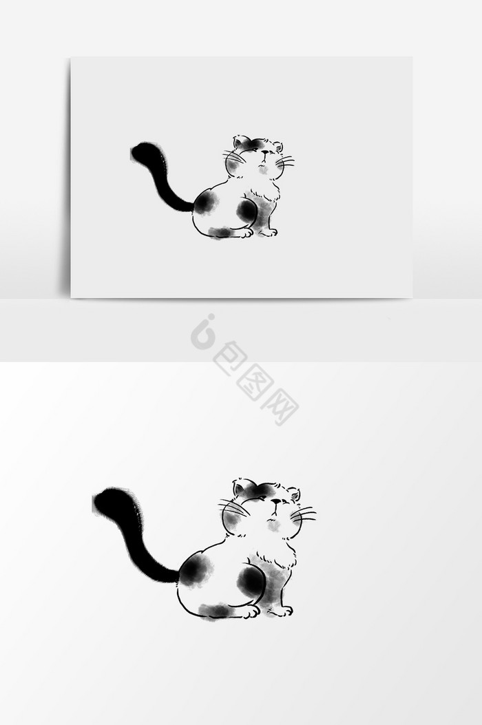 水墨猫咪插画图片