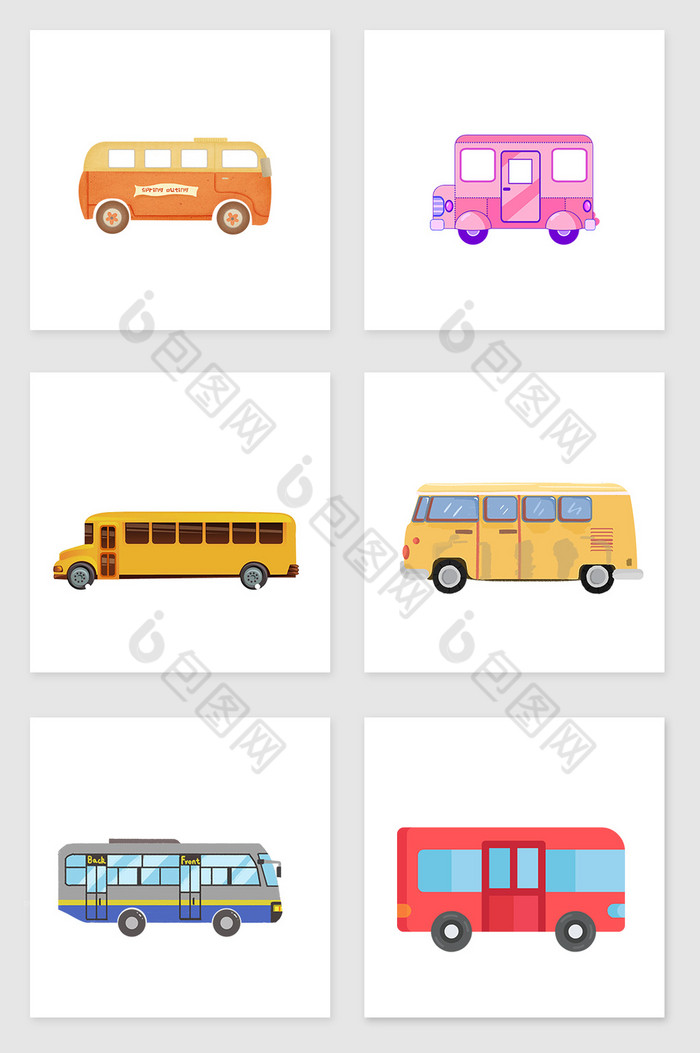 五颜六色交通工具汽车插画图片图片